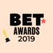Graphic of text overlay BET Awards 2019 on peach background.
